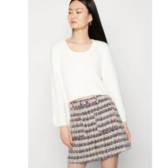 Scotch & Soda Short Mini Tweed Front Pocket A Line Skirt Multi Color Medium NWT - Picture 2 of 15